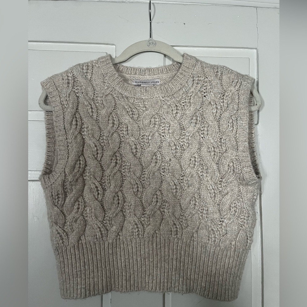 Sincerely Jules Cream Crew Neck Cable Knit Sweater